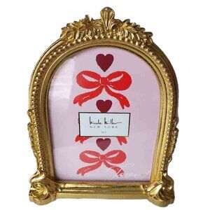 Nicole Miller Antique Gold Cathedral Style Photo Frame Holds 5" X 7"